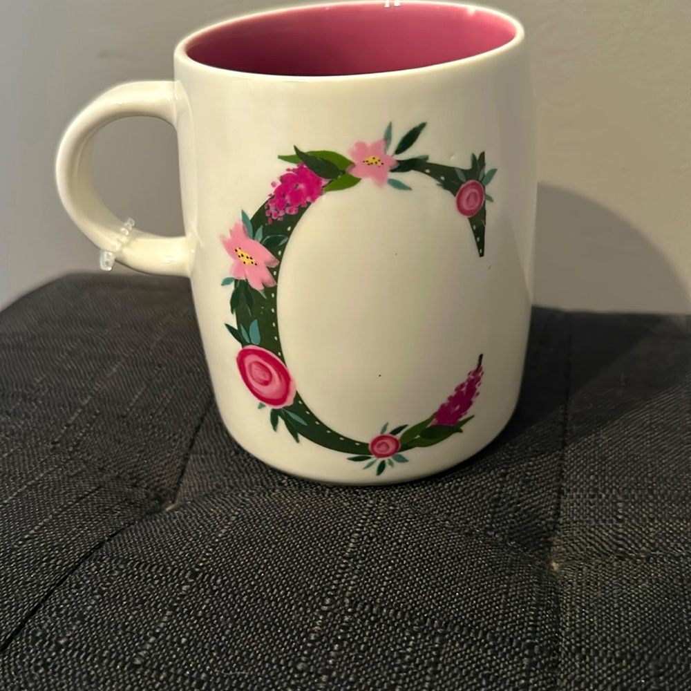 Stylish Letter “C” Initial or Monogram Floral Ceramic Mug by Modern Expressions